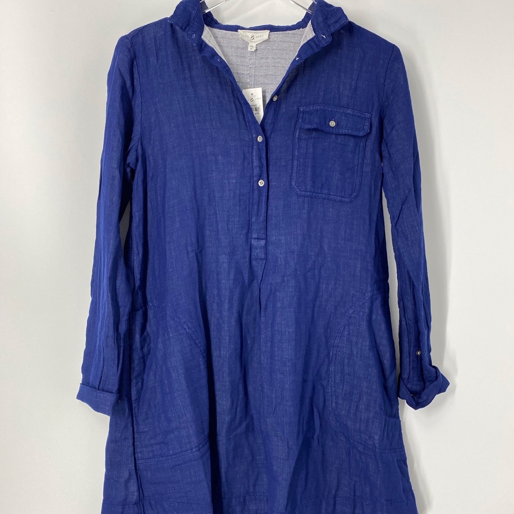 Lou & Grey navy blue long sleeve utility shirt dress. NWT.